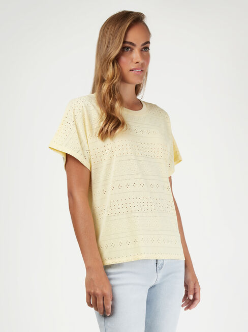 Caterina Crochet Tee, Yellow, hi-res