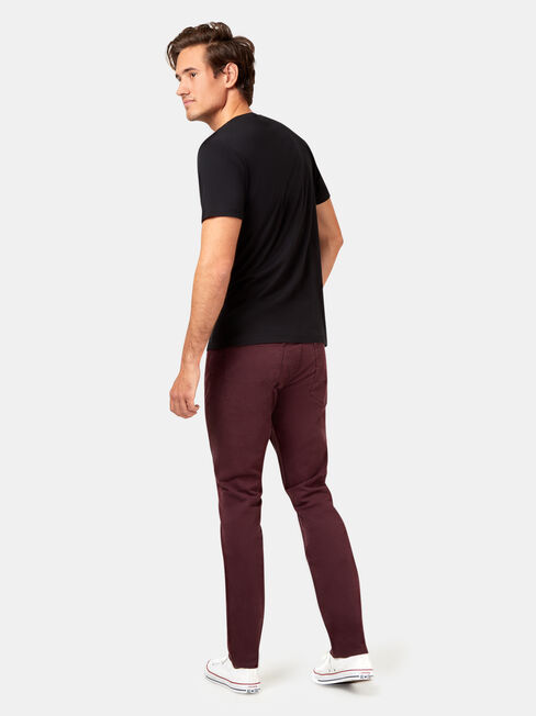 Slim Tapered Jeans Burgundy, Coloured, hi-res