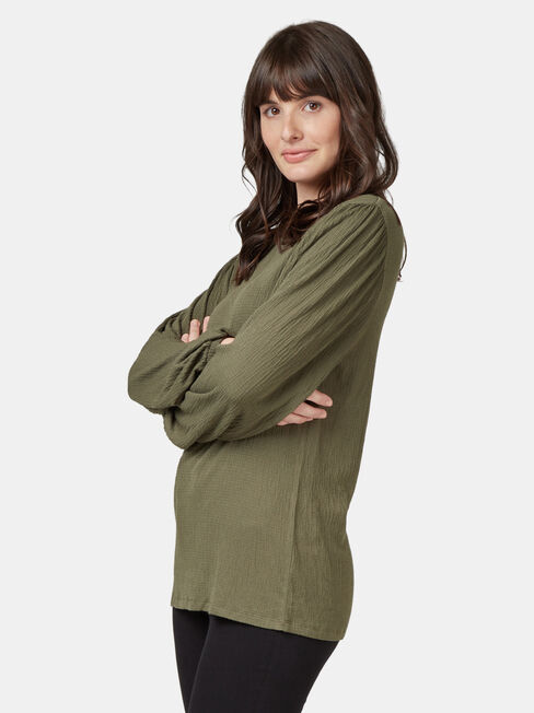 Leah Textured Top, Green, hi-res
