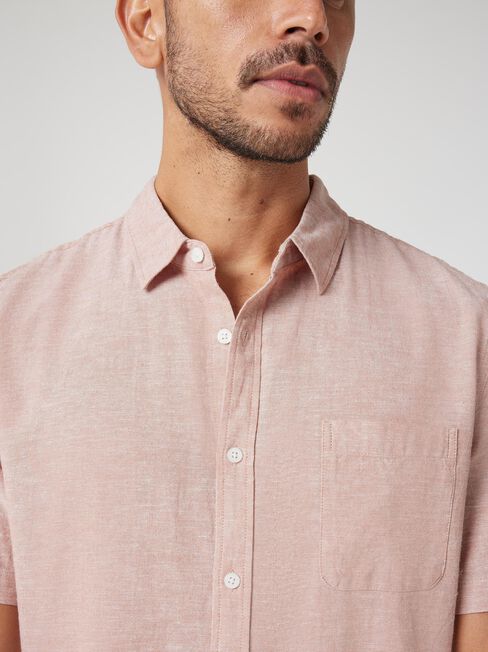 Wolf Textured Short Sleeve Shirt, Orange, hi-res