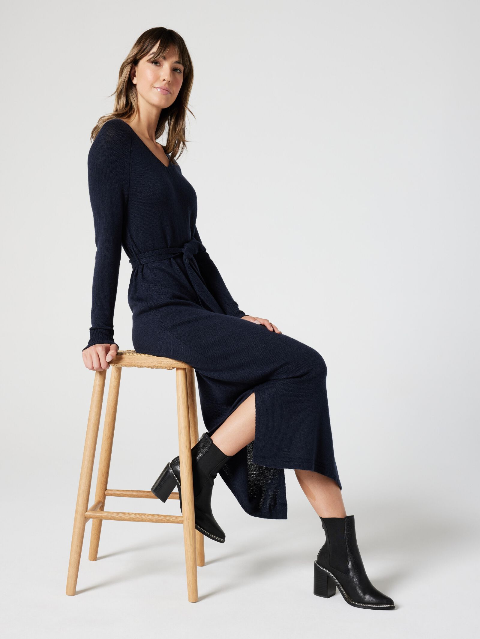 Stef Midi Belted Knit Dress Jeanswest