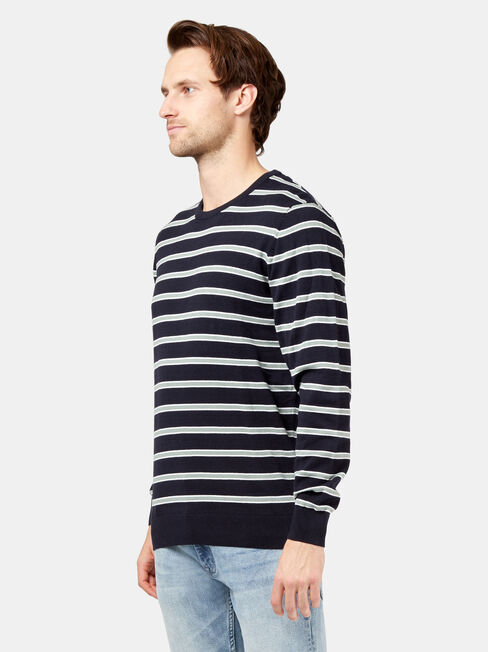 Lincoln Stripe Crew Knit, Blue, hi-res
