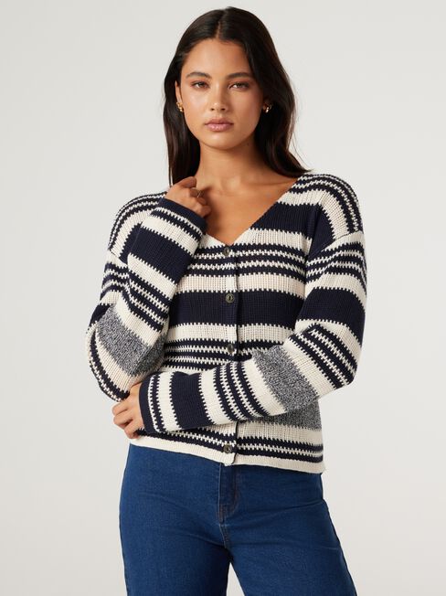 Dakota Stripe Cardigan, Ink, hi-res