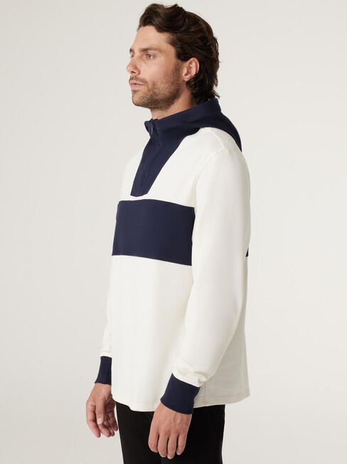 Morrison Hooded Henley Top, Ink/White, hi-res