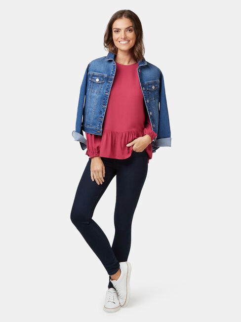 Penelope Peplum Hem Top, Red, hi-res