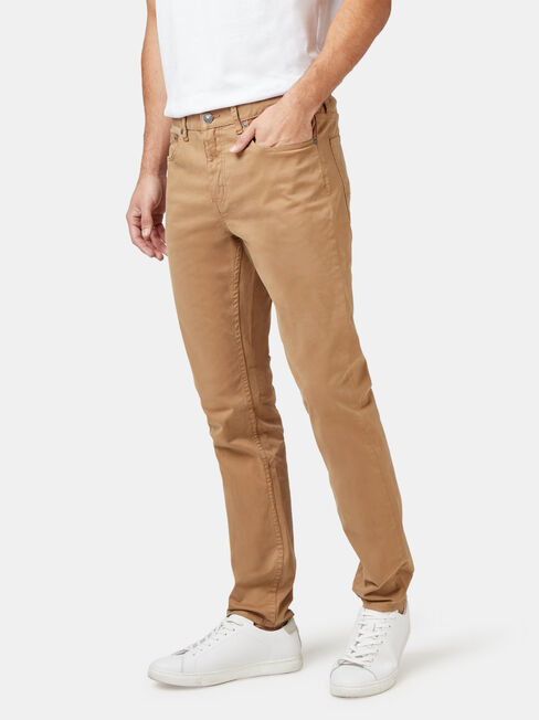 Slim Tapered Jeans Tobacco, Coloured, hi-res