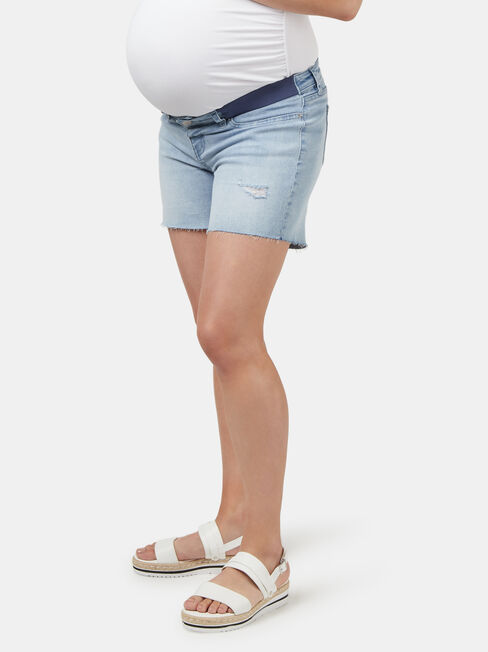 Kearly Elastic Insert Maternity Short, Blue, hi-res