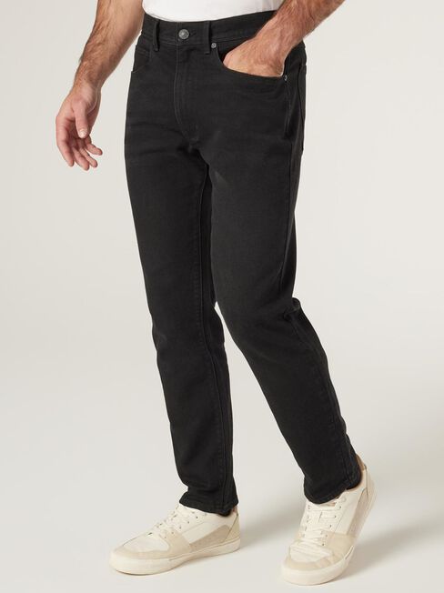 Relaxed Straight Jeans, Black, hi-res