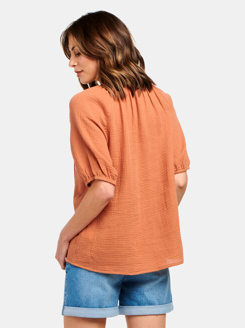 Cheska Cheesecloth Peasant Top, White, hi-res