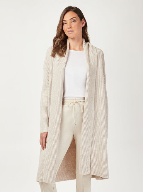 Hannah Ribbed Coatigan, White, hi-res