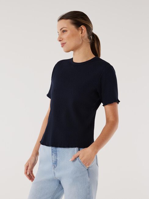 Lucy Lettuce Hem Rib Tee, Blue, hi-res