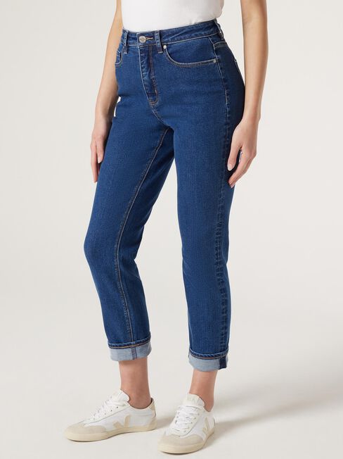 Brooke Tapered Crop Jeans, Dark Indigo, hi-res