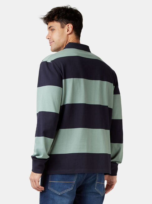 Cullen Long Sleeve Rugby Polo, Blue, hi-res