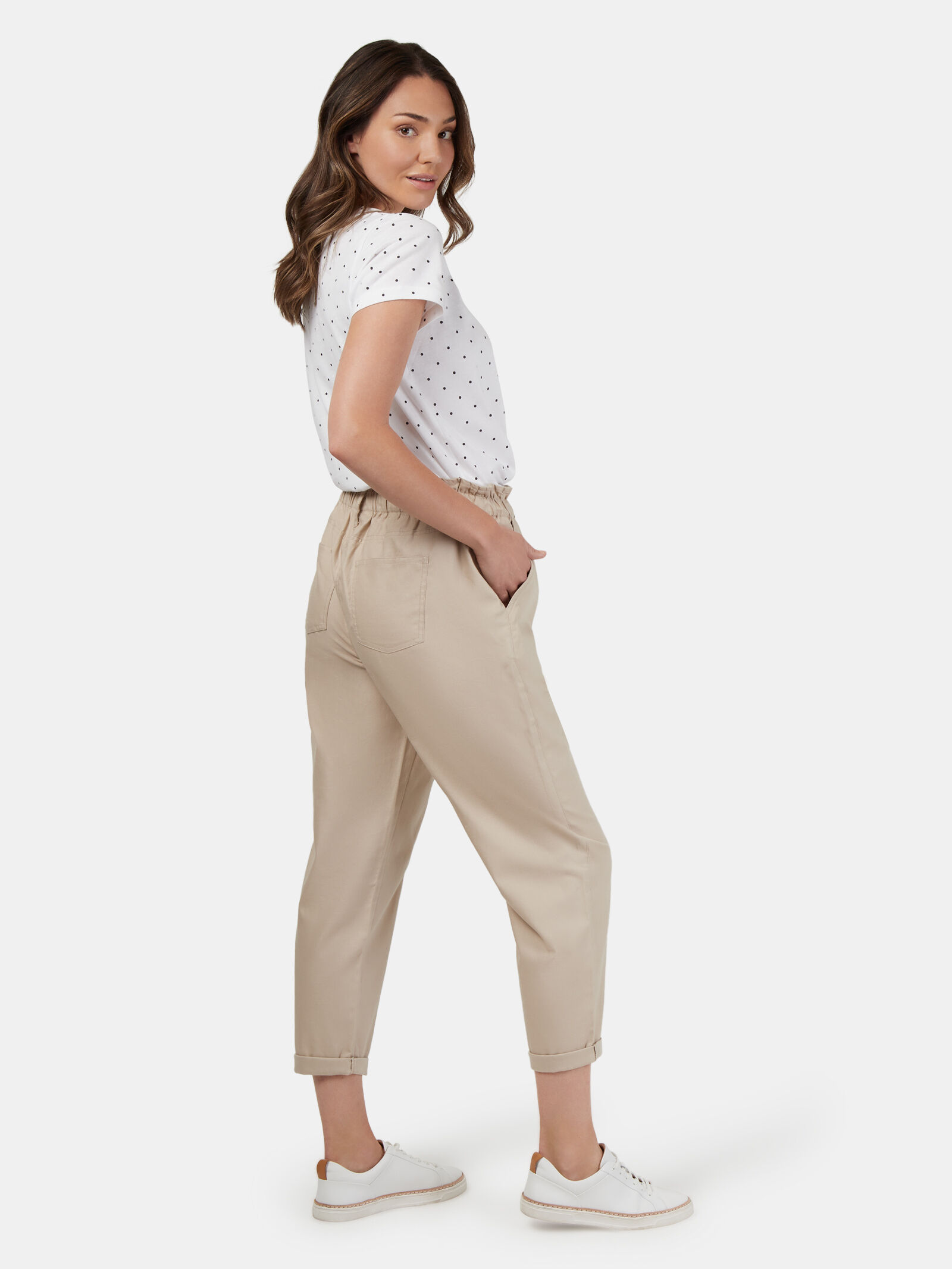 Paper bag trousers white top