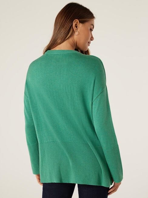 Kassie Crew Neck Boxy Knit, Emerald Green, hi-res