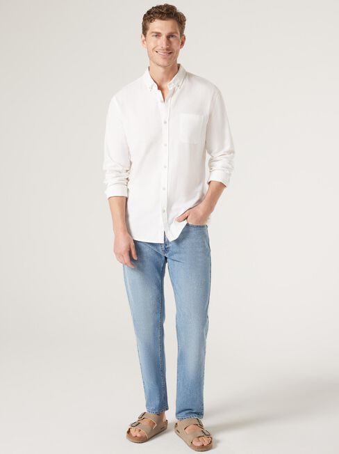 Brody Textured Long Sleeve Shirt, White, hi-res