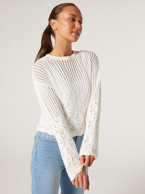 Arielle Crochet Knit, Cream, hi-res