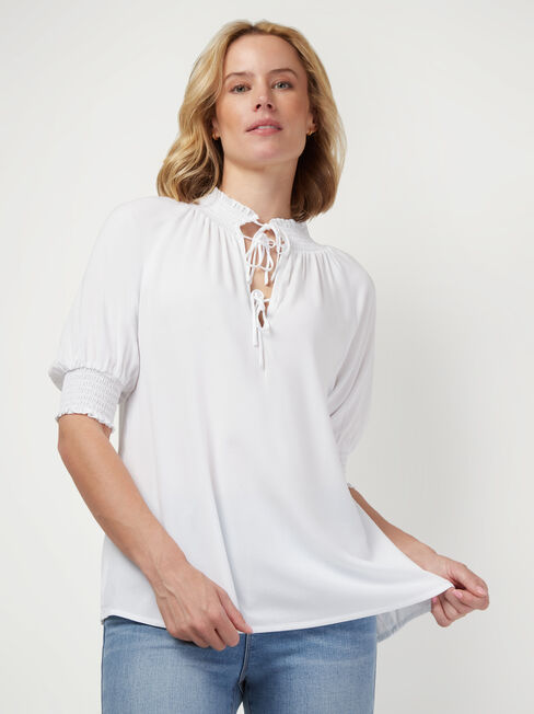 Tillie Tie Front Top, White, hi-res