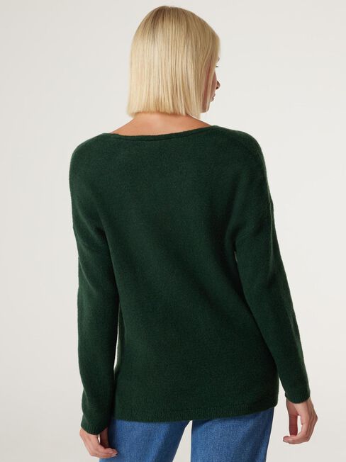 Avery V-Neck Knit, Forest Green, hi-res