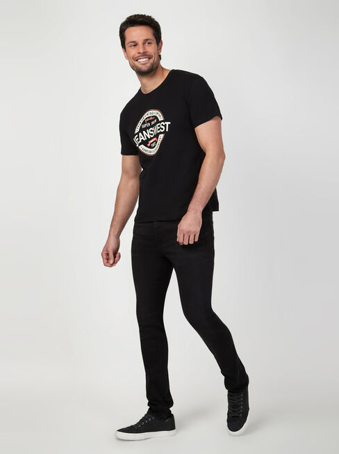 SS Jeanswest Logo Print Crew Tee, Black, hi-res