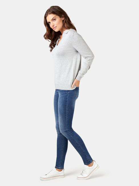 Iris Collared Knit, Grey, hi-res