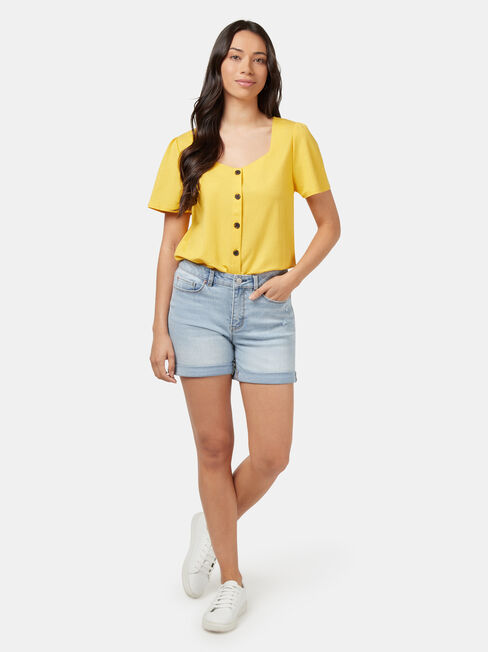 Marie Sweetheart Neck Top, Yellow, hi-res