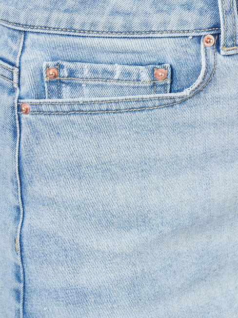 Simone Distressed Denim Skirt, Light Indigo, hi-res