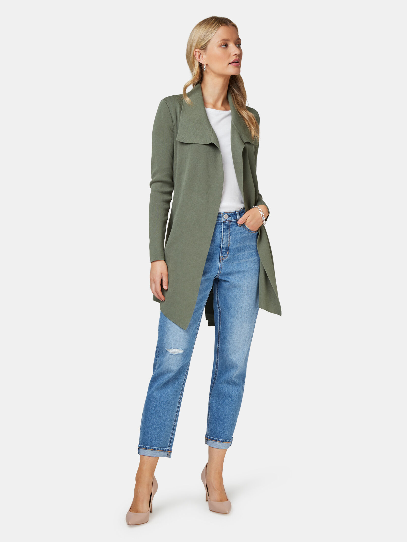 Caslon asymmetrical drape collar terry jacket store