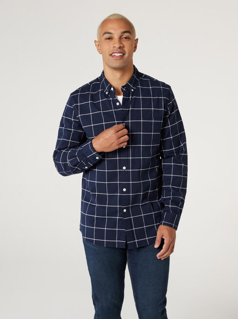 LS Harrison Oxford Check Shirt, Blue, hi-res