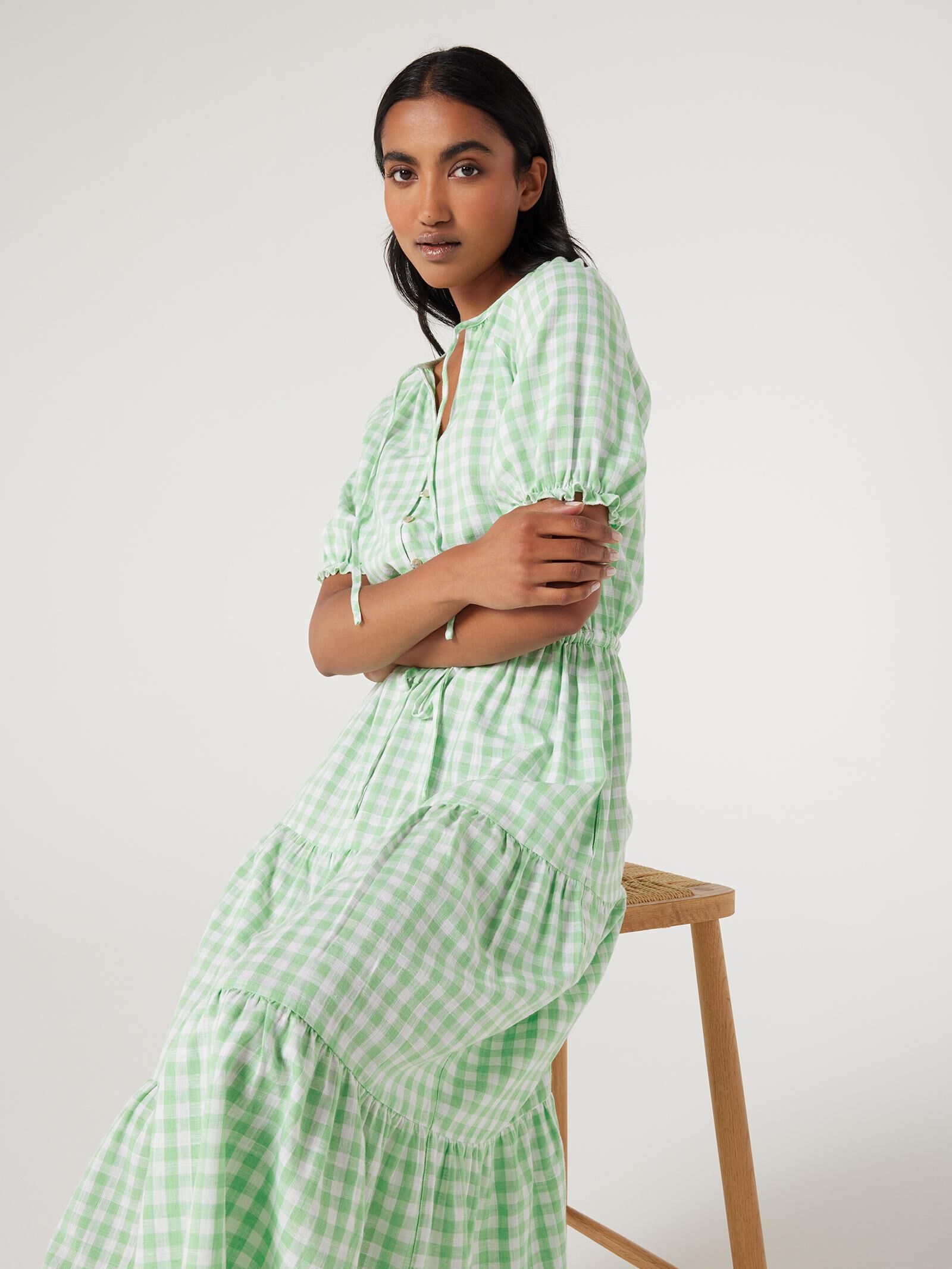 Green discount gingham dress