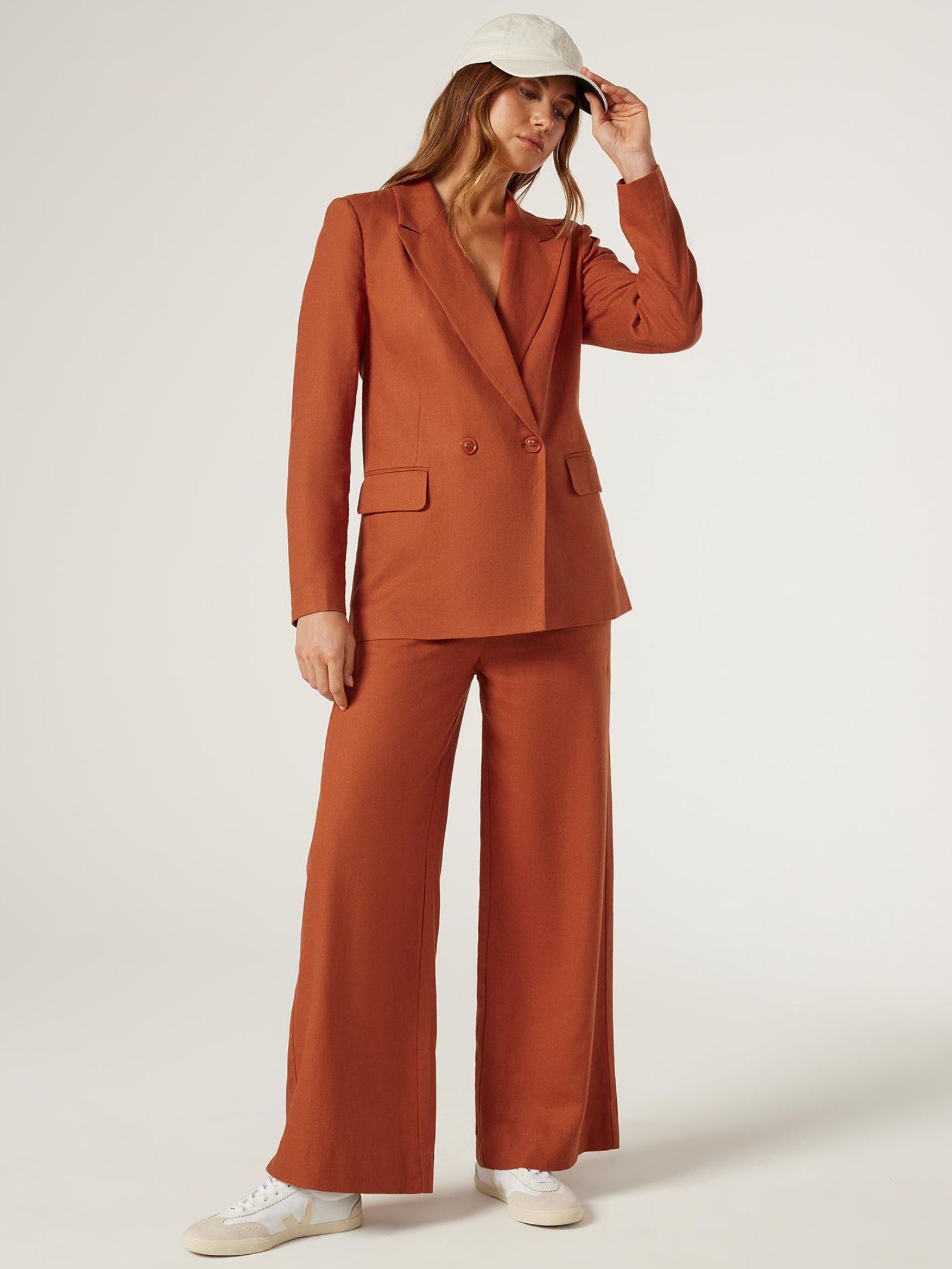 Orange double breasted blazer top