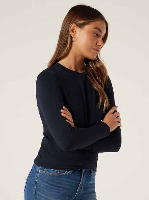 Dionne Twist Hem Jersey Top, Navy, hi-res