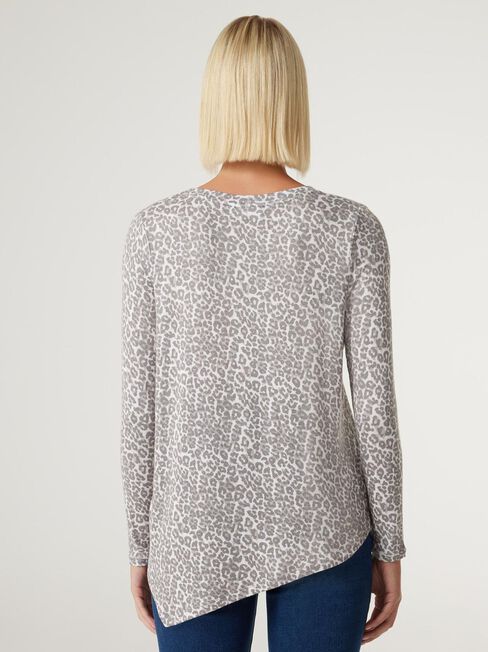 Aries Soft Touch Asymmetric Hem Pullover, Neutral Leopard, hi-res