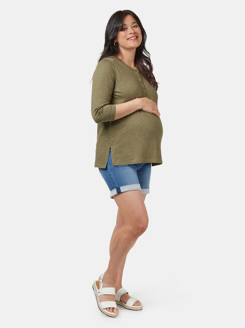 Hendy Henley Maternity Tee, Green, hi-res