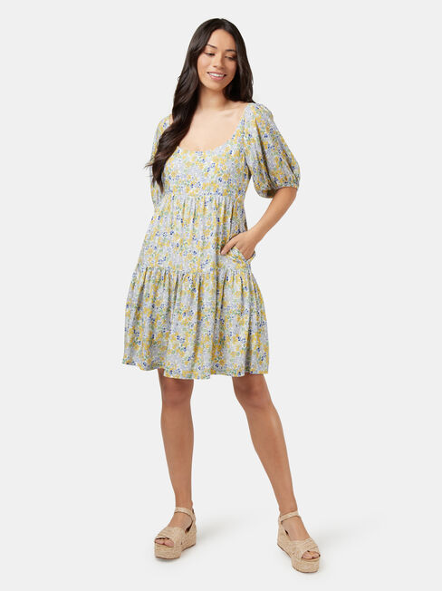 Rebecca Square Neck Dress, Green, hi-res