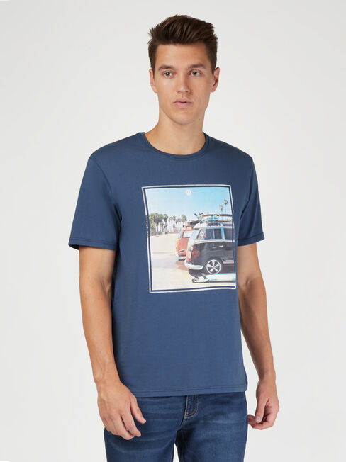 SS VW Surf Print Crew Tee, Blue, hi-res