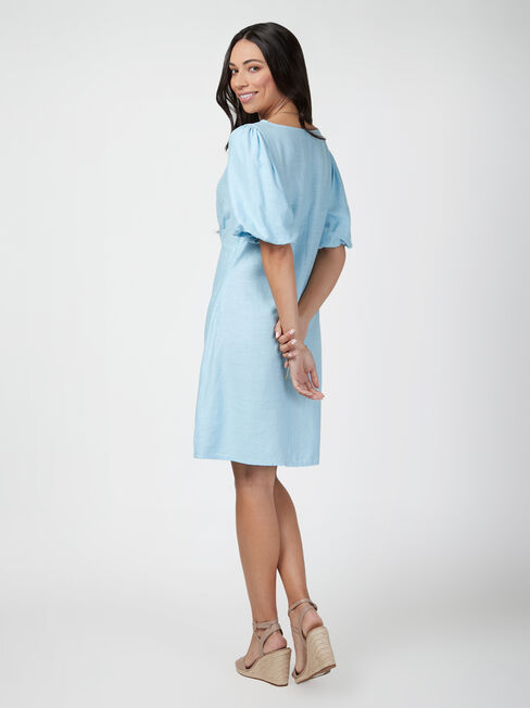 Poppy Puff Sleeve Dress, Blue, hi-res
