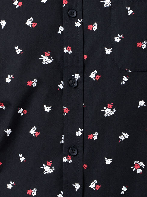 Kurt Short Sleeve Print Shirt, Black, hi-res