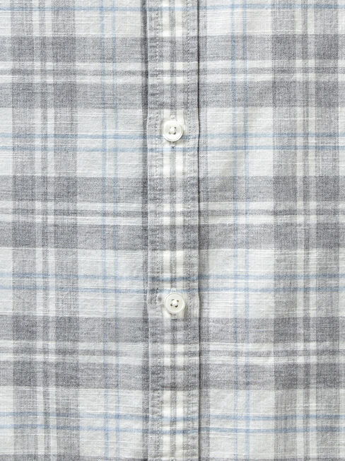 Tate Long Sleeve Check Shirt, Grey, hi-res