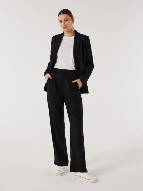 Relaxed Slim Linen Blend Tailored Pant - Pale Blue, Suit Pants