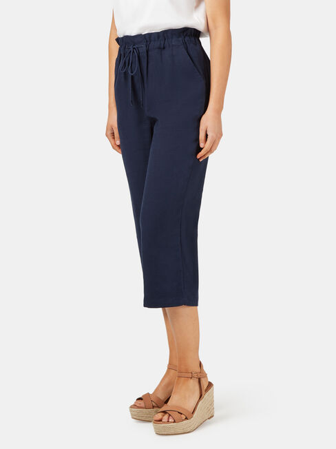 Lyla 3/4 Paperbag Pant, Blue, hi-res