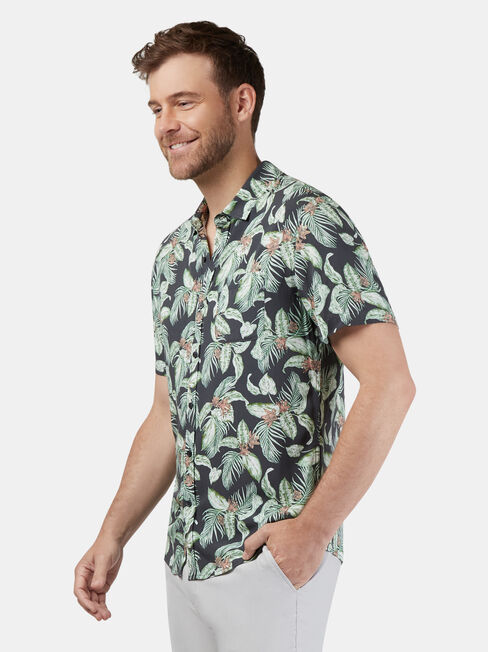 Sandler Short Sleeve Print Shirt, Grey, hi-res