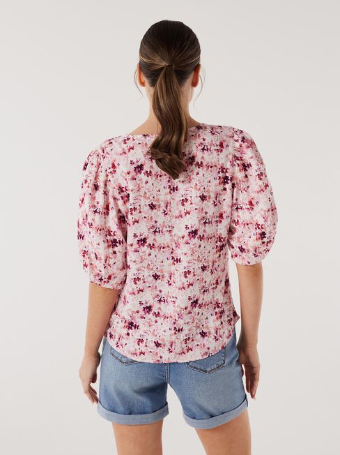 Carla Puff Sleeve Top, Floral, hi-res