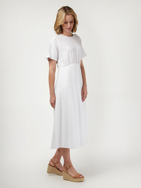 Portia Midi Dress, White, hi-res