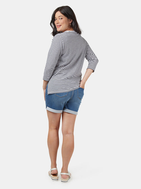 Hendy Henley Maternity Tee, Stripe, hi-res