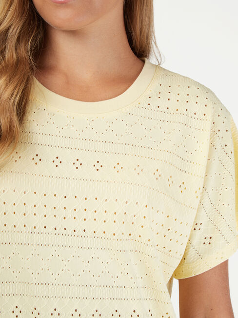 Caterina Crochet Tee, Yellow, hi-res