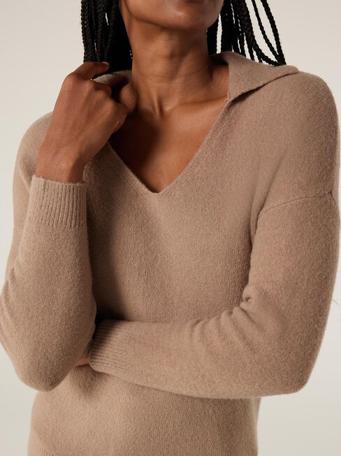 Chelsea Collared Knit, Latte, hi-res