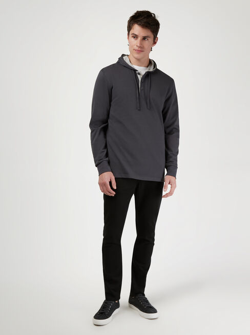 LS Mason Hooded Henley Top, Grey, hi-res