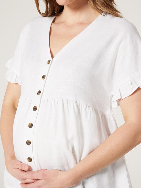 CONNIE  BUTTON THROUGH MATERNITY TOP, White, hi-res