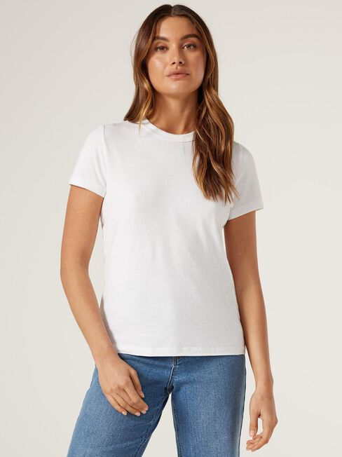 Classic Crew Neck Tee, White, hi-res